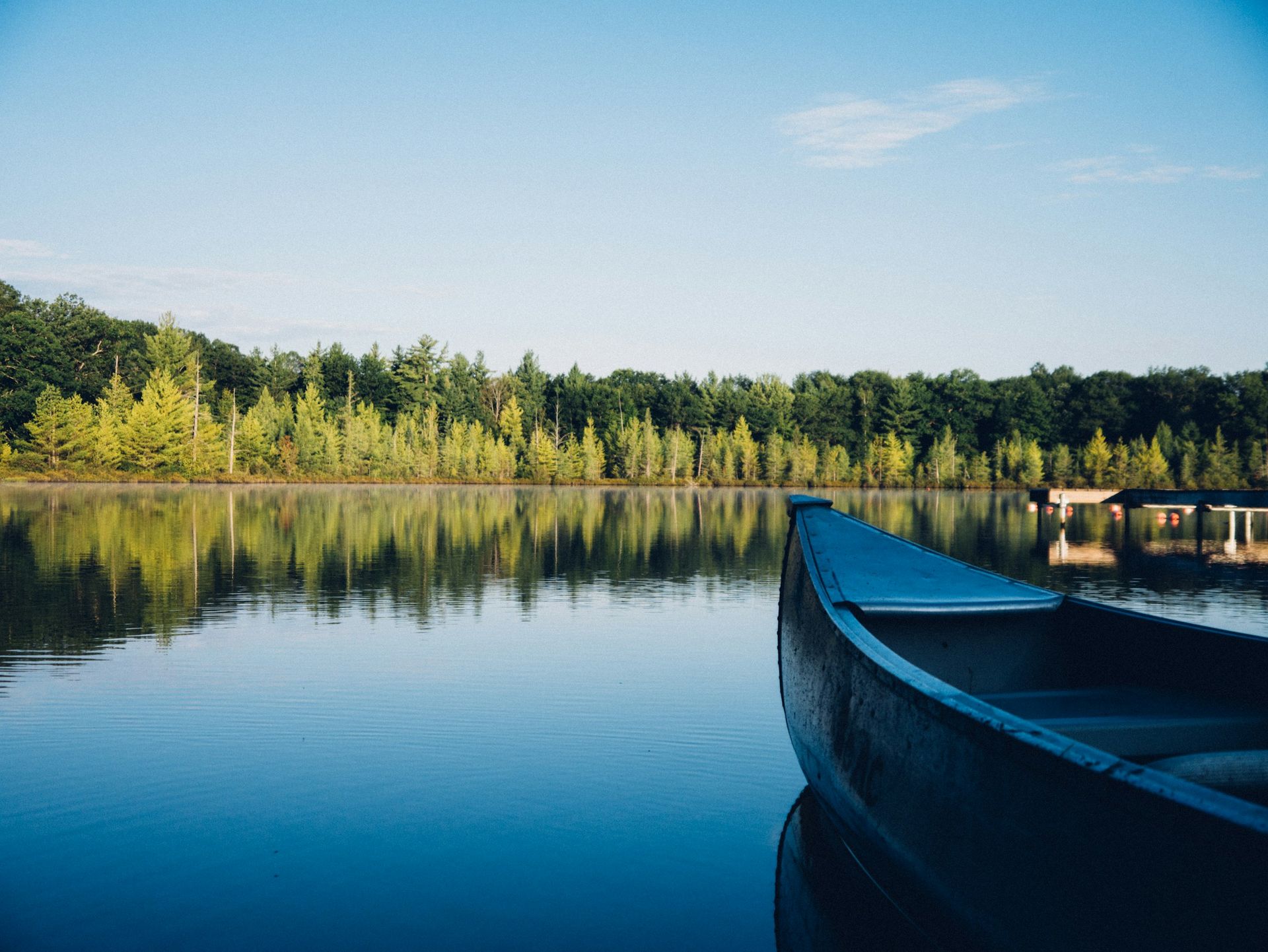 Boat on still lake